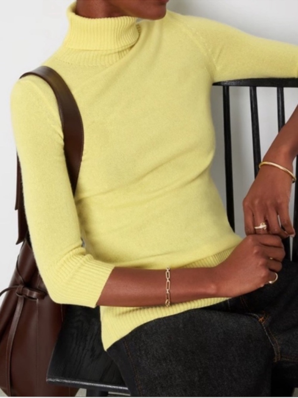 G. LABEL BY GOOP Leah Turtleneck Sweater in Lemon Yellow